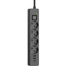 Мережевий фільтр COLORWAY 4 розетки + 3xUSB 2м 10A 3x0.75мм2 Black (CW-CHE432PDB)