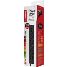 Мережевий фільтр COLORWAY 4 розетки + 3xUSB 2м 10A 3x0.75мм2 Black (CW-CHE432PDB)