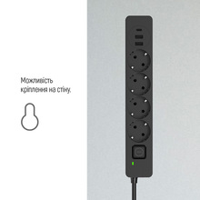 Мережевий фільтр COLORWAY 4 розетки + 3xUSB 2м 10A 3x0.75мм2 Black (CW-CHE432PDB)