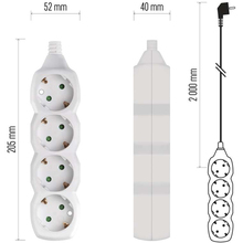 Удлинитель EMOS 4 розетки 2м 16A 3x1мм2 White (P0422)