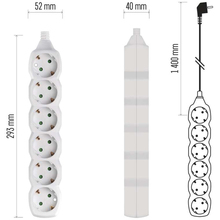 Подовжувач EMOS 6 розеток 1.4м 16A 3x1.0мм2 White (P0621)