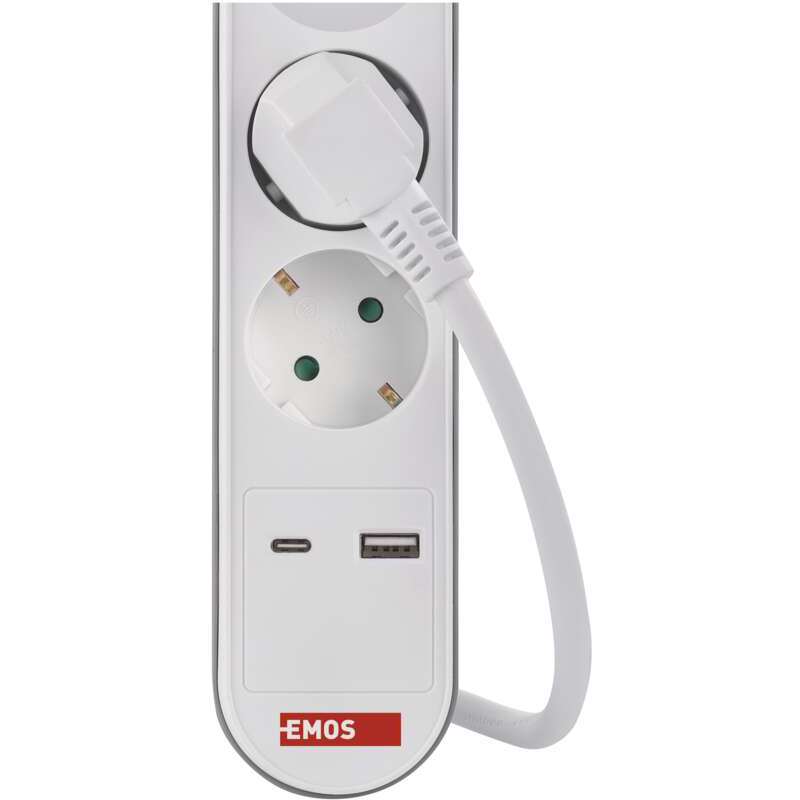 Удлинитель EMOS 3 розетки+2хUSB 2м 16A 3x1.5мм2 White (P1322PD) Тип розеток евророзетка с заземлением (Тип F)