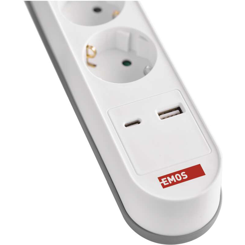 Фото Удлинитель EMOS 3 розетки+2хUSB 2м 16A 3x1.5мм2 White (P1322PD)