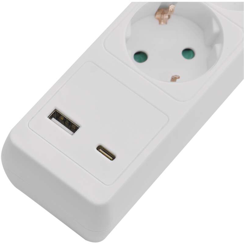 Подовжувач EMOS 3 розетки + 2хUSB 2м 16A 3×1.5мм2 White (P1322CU) Тип розеток євророзетка із заземленням (Тип F)