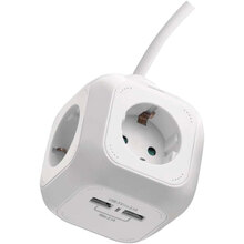 Удлинитель EMOS 4 розетки + 2xUSB 1.9м 16A 3×1.5мм2 White (P04219GU)