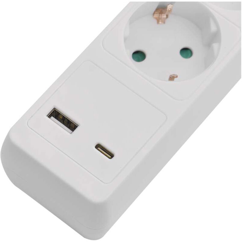 Удлинитель EMOS 5 розеток + 2xUSB 3м 16A 3x1.5мм2 White (P1523CU) Тип розеток евророзетка с заземлением (Тип F)