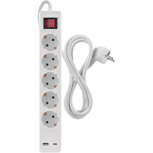 Подовжувач EMOS 5 розеток + 2xUSB 3м 16A 3x1.5мм2 White (P1523CU)