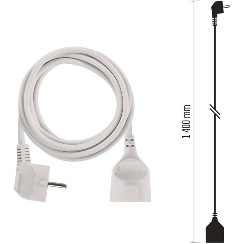 Подовжувач EMOS 1 розетка 1.4м 16A 3×1мм2 White (P0121) Тип розеток євророзетка із заземленням (Тип F)