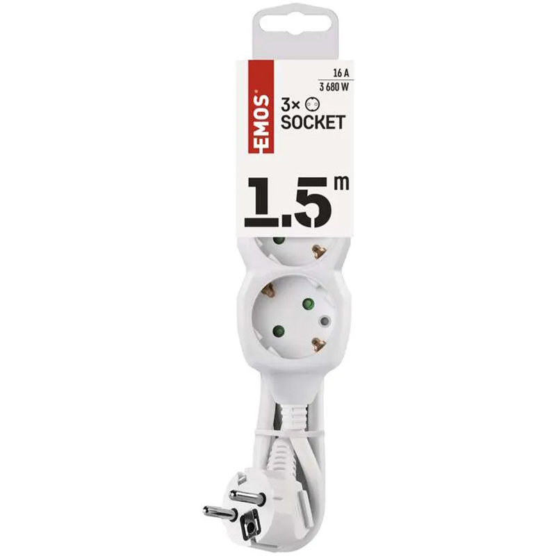 Удлинитель EMOS 3 розетки 1.5м 16A 3×1мм2 White (P0321) Тип удлинитель