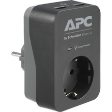 Сетевой фильтр APC SurgeArrest 1 розетка + 2xUSB 16А Black (PME1WU2B-RS)