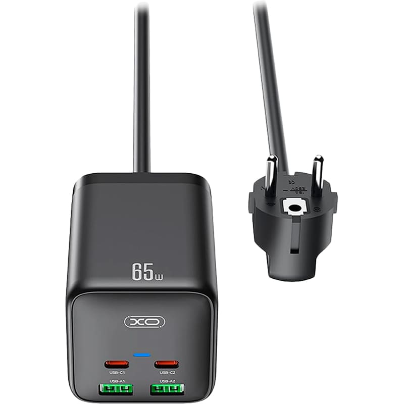 Сетевой фильтр XO WL24 2 розетки + 4xUSB 1.5м 10А Black (WL24.black)