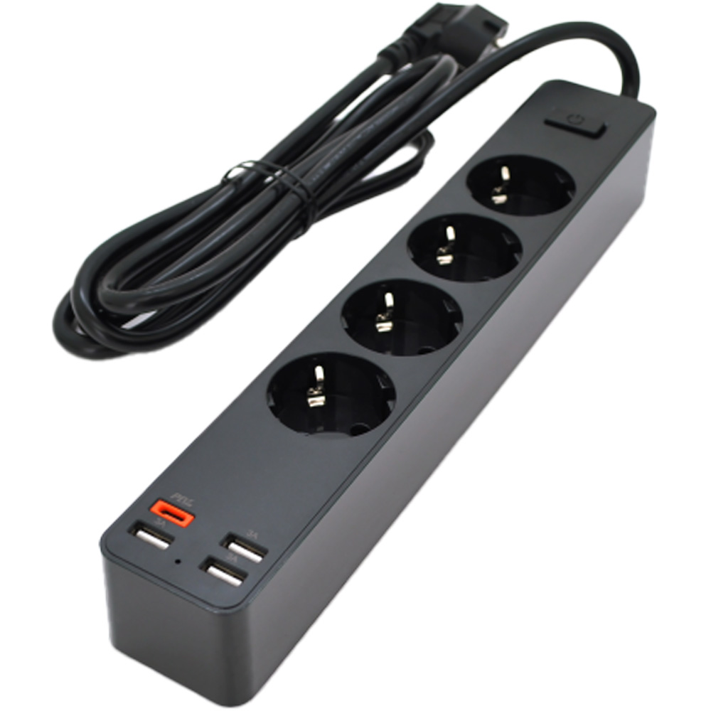 Фільтр мережі VOLTRONIC KSC-717 Zhengya series 4 розетки + 4 USB 4000W 1.8 m Black