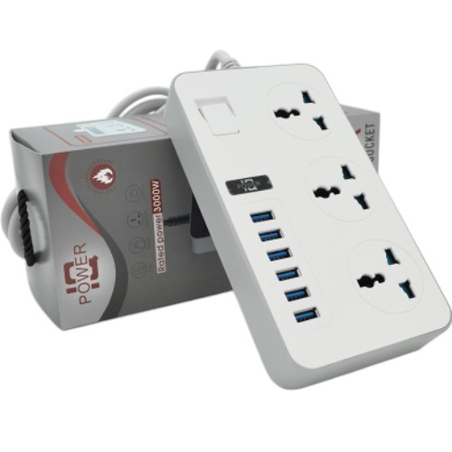 Мережевий фільтр VOLTRONIC ТВ-Т09 3 розетки 2 м 10 A 3х0,75 мм2 White Grey (ТВ-Т09-White) Тип мережевий фільтр