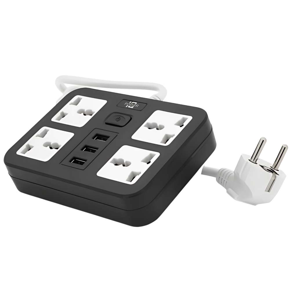 Мережевий фільтр VOLTRONIC ТВ-Т15 4 розетки 3 USB 2 м, 3 х 0,75 мм Black (ТВ-Т15-Black)