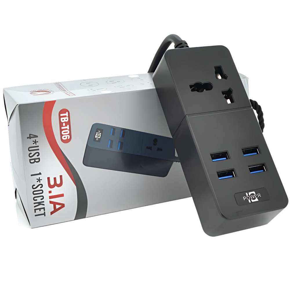 Фільтр мережі VOLTRONIC ТВ-Т06 1 розетка 4 USB 2 м 3.1 Black (ТВ-Т06-Black) Тип мережевий фільтр