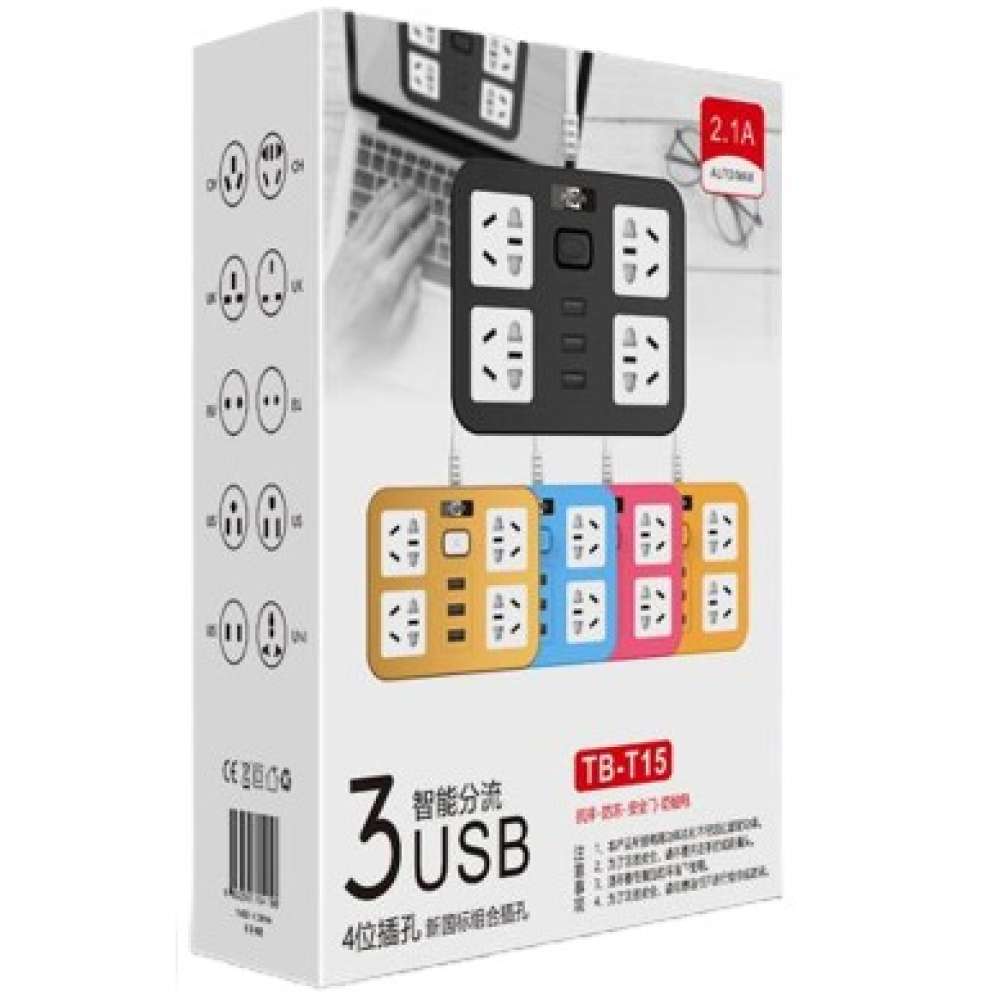 Мережевий фільтр VOLTRONIC ТВ-Т15 4 розетки 3 USB 2 м Blue (ТВ-Т15-Blue) Тип мережевий фільтр