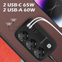 Мережевий фільтр COLORWAY 3 розетки 13А 2м Black (CW-CHE34PDB)