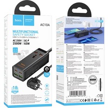 Мережевий фільтр HOCO AC10A Barry PD65W GaN (2C2A with 1 socket) desktop charger 1 розетка 1.5 м Black (6942007601672)