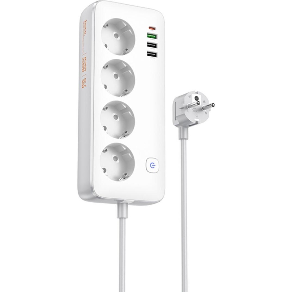 Сетевой фильтр HOCO AC22 Sunlight PD30W/1C3A EU/GER 4 розетки 1.5 м White (6942007629799) Тип сетевой фильтр