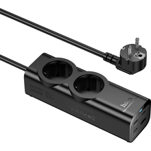 Мережевий фільтр HOCO NS10 PD67W/3C1A EU/GER 2 розетки 2 м Black (6942007638500)