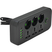 Мережевий фільтр VOLTRONIC F07U 6 розеток + 4 USB + PD 2 м 10 A 3х0.75 мм Black (F07U-Black)