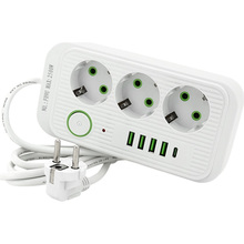 Мережевий фільтр VOLTRONIC F09U 3 розетки + 4 USB + PD 2 м 10 А 3х0.75 мм White (F09U-White)