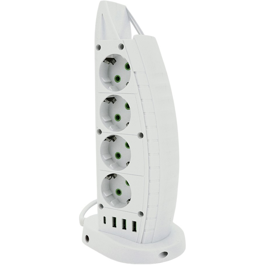 Сетевой фильтр VOLTRONIC F14 8 розеток + 4 USB 2 м 3х0.75 мм White (F14-White)