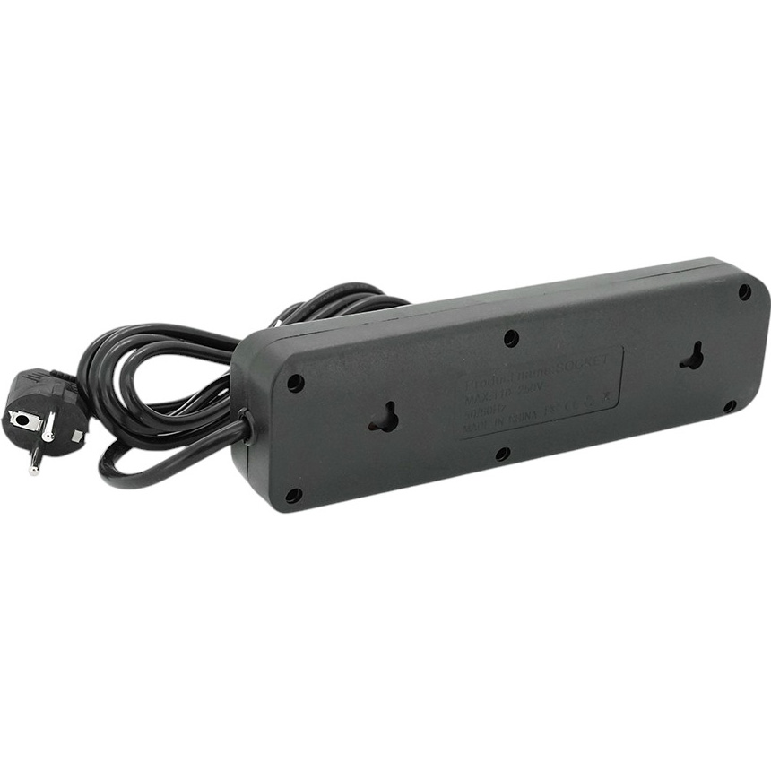 Мережевий фільтр VOLTRONIC F23U 3 розетки +3 USB + PD 2 м 10А 3х0.75 мм Black (F23U-Black) Тип мережевий фільтр