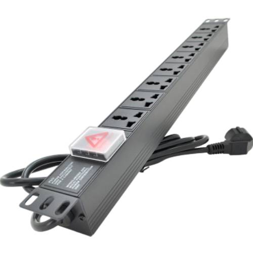 Подовжувач PIPO 8 розеток 1.8м 10А Black (PP8PDUGR-UN)