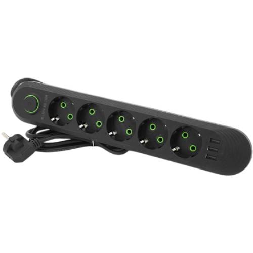 Мережевий фiтр VOLTRONIC 5 розеток+3 USB 1.5м 3х0,75мм Black (F05U-Black) Мережевий фiтр VOLTRONIC 5 розеток+3 USB 1.5м 3х0,75мм Black (F05U-Black)