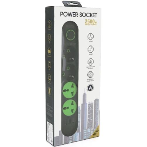 Мережевий фільтр VOLTRONIC 4 розетки+3 USB 1.5м 10А 3х0,75мм Black (F01U-Black) Тип розеток євророзетка із заземленням (Тип F)