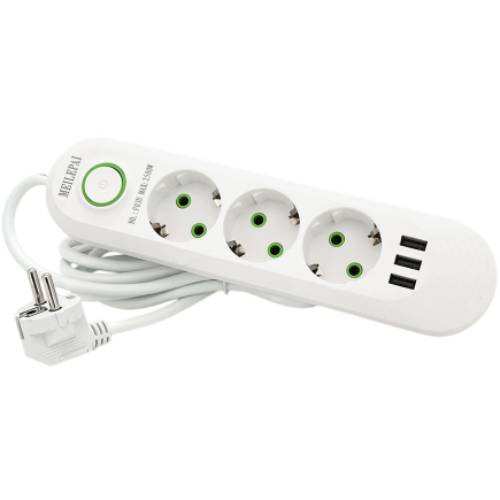 Сетевой фильтр VOLTRONIC 3 розетки+3 USB 1.5м 10А 3х0,75мм White (F03U-White) Сетевой фильтр VOLTRONIC 3 розетки+3 USB 1.5м 10А 3х0,75мм White (F03U-White)