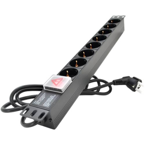 Удлинитель PIPO 8 розеток 1.8 м 10А 3х1,5 мм2 Black (YT-PP8PDUGR)