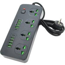 Мережевий фільтр VOLTRONIC ТВ-Т91 4 розетки+8 USB+2PD 2м 3х0,75 мм Black (Т25-Black)