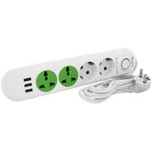 Мережевий фільтр VOLTRONIC 4 розетки+3 USB 1.5м 3х0,75мм White (F01U-White)
