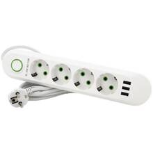 Мережевий фільтр VOLTRONIC 4 розетки+3 USB 1.5м 3х0,75мм White (F04U-White)