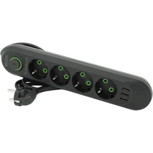 Сетевой фильтр VOLTRONIC 4 розетки+3 USB 1.5м 3х0,75мм Black (F04U-Black) Сетевой фильтр VOLTRONIC 4 розетки+3 USB 1.5м 3х0,75мм Black (F04U-Black)