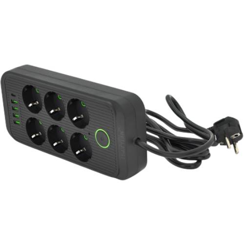 Сетевой фильтр VOLTRONIC 6 розеток+ 4 USB+1PD 2м 16А 3х0,75мм Black (F06U-Black) Сетевой фильтр VOLTRONIC 6 розеток+ 4 USB+1PD 2м 16А 3х0,75мм Black (F06U-Black)