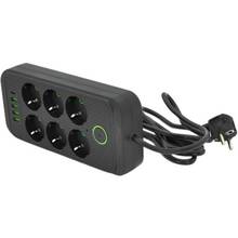 Сетевой фильтр VOLTRONIC 6 розеток+ 4 USB+1PD 2м 16А 3х0,75мм Black (F06U-Black)