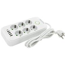 Сетевой фильтр VOLTRONIC 6 розеток+4USB+1PD 2м 16А 3х0,75 мм White (F06U-White)
