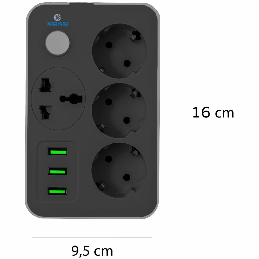 Мережевий фільтр XOKO SP-3-3-1, 1.8 м Gray (XK-SP-3-3-1-SL) Тип розеток євророзетка із заземленням (Тип F)
