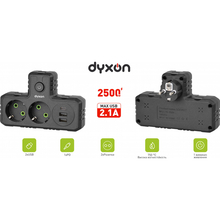 Мережевий фільтр DYXON 2 розетки 5/2.1A Black (DXN-MFP-23PD-PS-B)