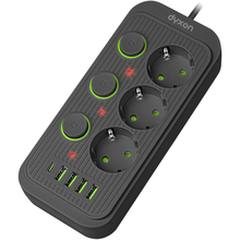 Мережевий фільтр DYXON 3 розетки 2 м 5/2.0 А 1.5 мм.2 Black (DXN-MFP-34PD2MB)