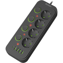 Мережевий фільтр DYXON 4 розетки 2 м 5/2.0А 1.5 мм.2 Black (DXN-MFP-44PD2MB)