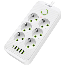 Мережевий фільтр DYXON 6 розеток 3м 5/2.1А 1.5мм2 White (DXN-3M-MFP-65PD-W)
