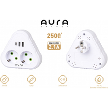 Фільтр мережі AURA Energy 2+3 USB-A + USB-C (PD) White (AUEMFP23PDW)