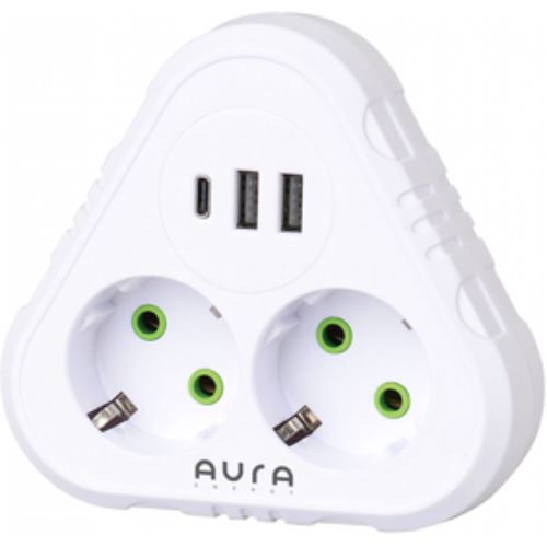 Фільтр мережі AURA Energy 2+3 USB-A + USB-C (PD) White (AUEMFP23PDW) Фільтр мережі AURA Energy 2+3 USB-A + USB-C (PD) White (AUEMFP23PDW)