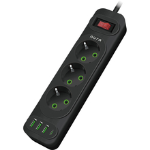 Сетевой фильтр AURA Energy 3+3 USB-A + USB-C (PD) 2 м Black (AUEMFP33PD2MB)
