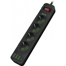 Сетевой фильтр AURA Energy 4+3 USB-A + USB-C (PD) 2 м Black (AUEMFP43PD2MB)