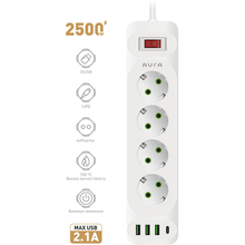 фільтр AURA Energy 4+3 USB-A + USB-C (PD) 2 м White (AUEMFP43PD2MW)